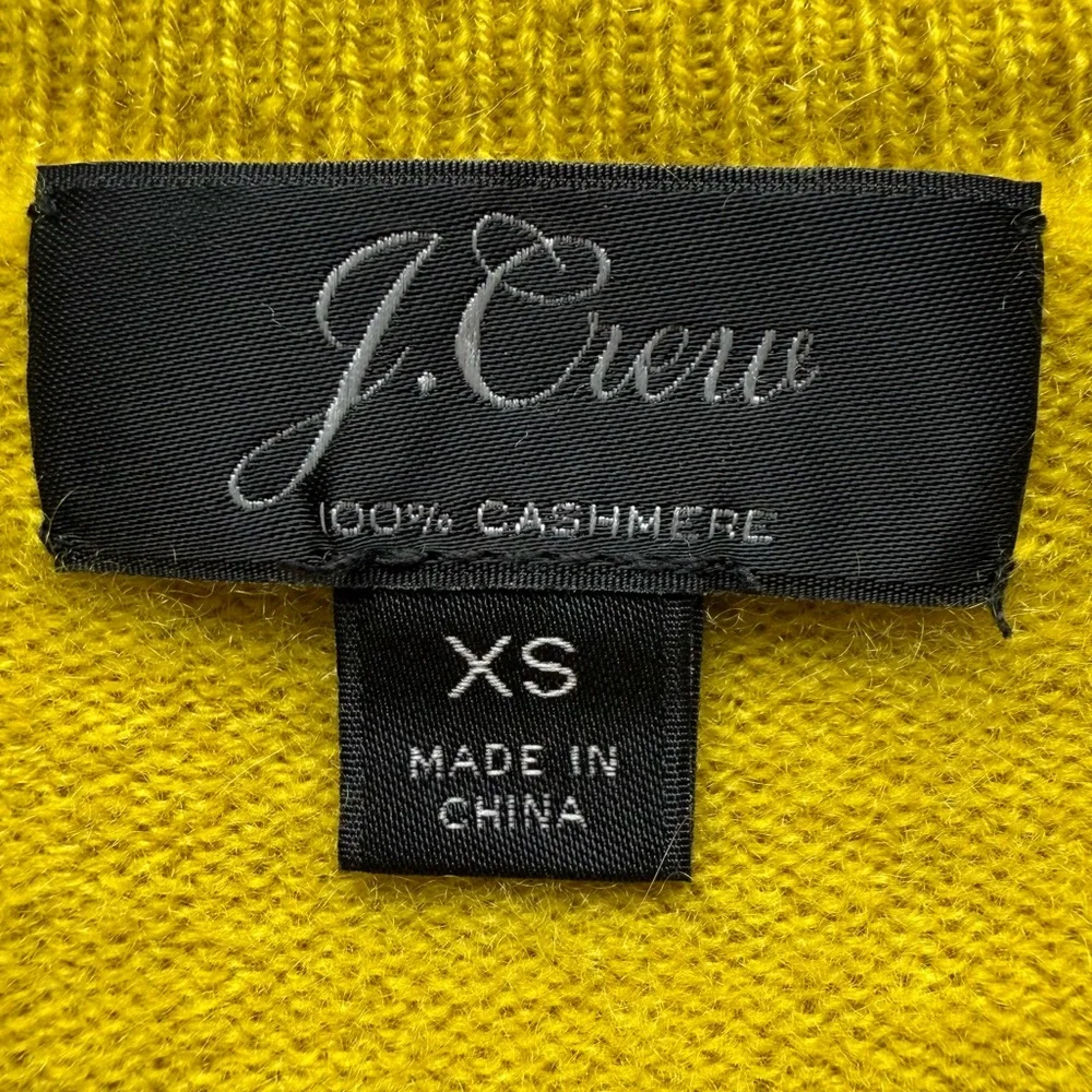 J. Crew 100% Cashmere Mustard Crew Neck Sweater Size XS - Picture 7 of 9